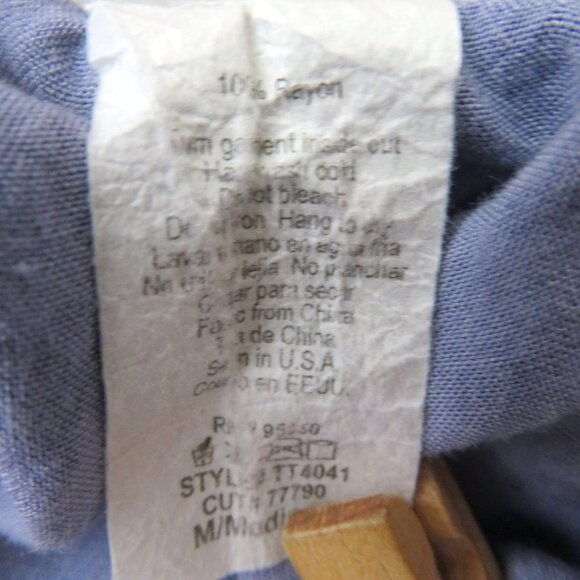 Vintage Toska Womens Blue Rayon Ruffle Hem Peasant Blouse Top Medium Made in USA - Picture 9 of 10